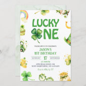 St Patrick Lucky One First Birthday Invitation Kaart (Voorkant / Achterkant)