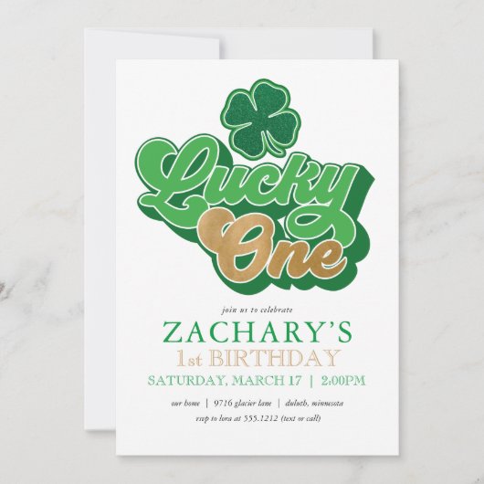 St. Patrick' Lucky One First Birthday Invitation Kaart (Voorkant)