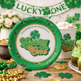 St. Patrick' Lucky One First Birthday Paper Borden Papieren Bordje