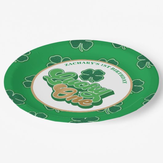 St. Patrick' Lucky One First Birthday Paper Borden Papieren Bordje (Gekanteld)
