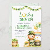 St Patrick Lucky Seven Birthday Invitation Kaart (Voorkant / Achterkant)