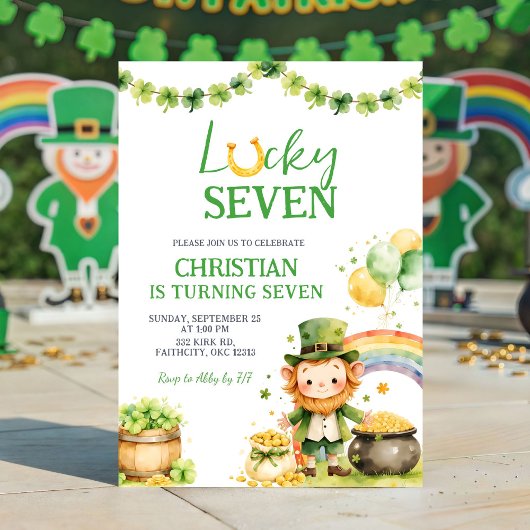 St. Patrick Lucky Seven verjaardagsuitnodiging Kaart