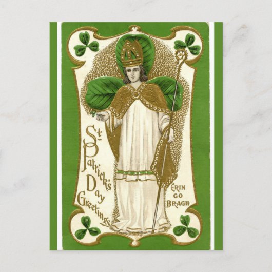  St Patrick met een staf Briefkaart (Voorkant)