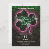 St. Patrick Neon Groen en Roze Flyer Uitnodiging (Voorkant)