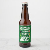 St. Patrick Onderwijzer Lucky Charm Clover Iers  Bier Etiket (Voorkant)