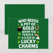 St. Patrick Onderwijzer Lucky Charm Clover Iers Briefkaart (Voorkant / Achterkant)