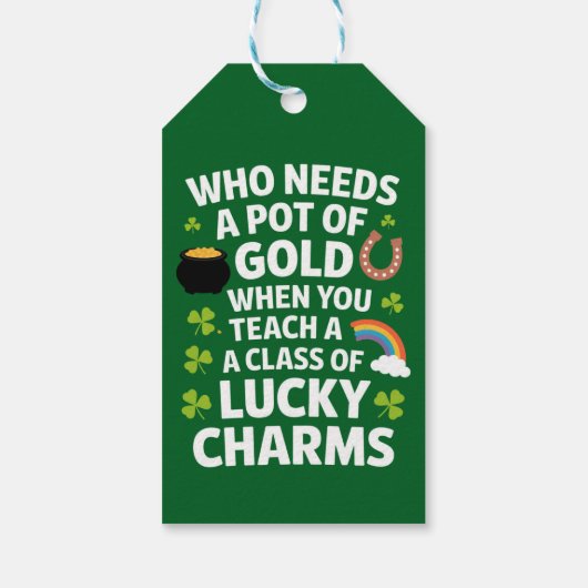 St. Patrick Onderwijzer Lucky Charm Clover Iers Cadeaulabel (Achterkant)