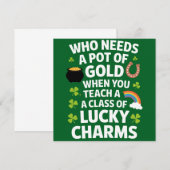 St. Patrick Onderwijzer Lucky Charm Clover Iers Kaart (Voorkant / Achterkant)
