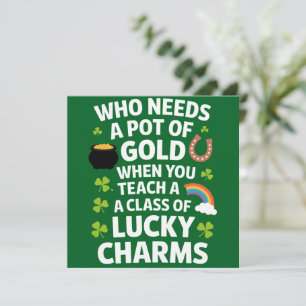 St. Patrick Onderwijzer Lucky Charm Clover Iers  Kaart