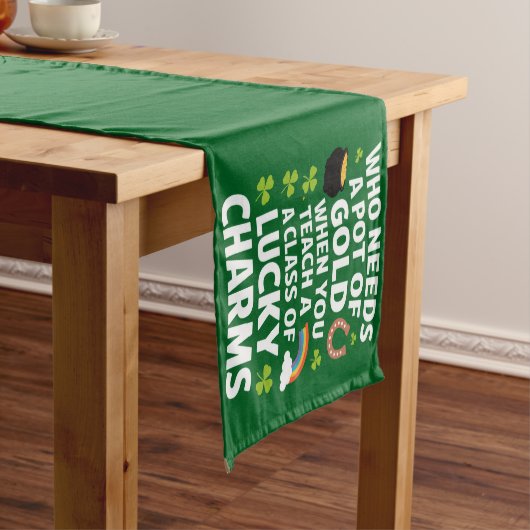 St. Patrick Onderwijzer Lucky Charm Clover Iers  Korte Tafelloper (Voorbeeld)