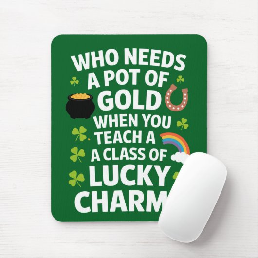 St. Patrick Onderwijzer Lucky Charm Clover Iers Muismat (Met muis)