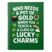 St. Patrick Onderwijzer Lucky Charm Clover Iers Notitieboek (Voorkant)