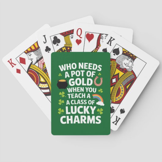 St. Patrick Onderwijzer Lucky Charm Clover Iers Pokerkaarten (Achterkant)