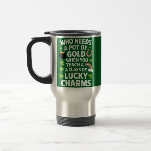 St. Patrick Onderwijzer Lucky Charm Clover Iers Reisbeker (Links)
