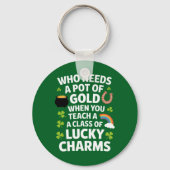 St. Patrick Onderwijzer Lucky Charm Clover Iers  Sleutelhanger (Voorkant)
