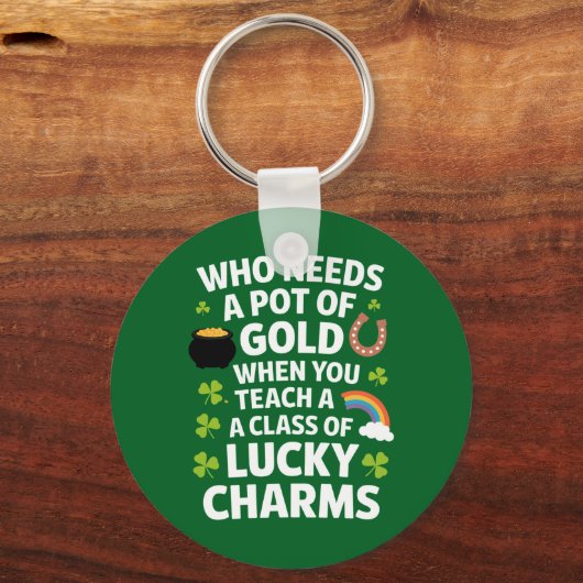 St. Patrick Onderwijzer Lucky Charm Clover Iers  Sleutelhanger (Voorkant)