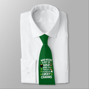 St. Patrick Onderwijzer Lucky Charm Clover Iers  Stropdas
