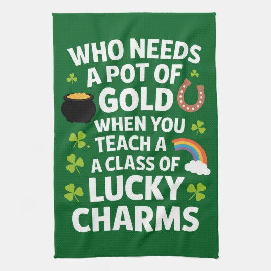 St. Patrick Onderwijzer Lucky Charm Clover Iers Theedoek (Verticaal)