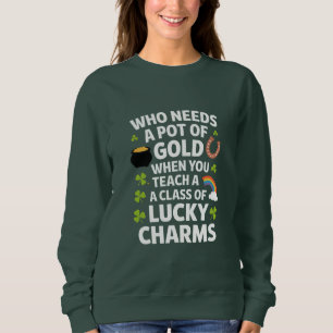 St. Patrick Onderwijzer Lucky Charm Clover Iers  Trui