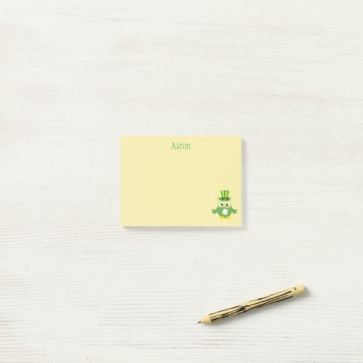 St. Patrick Owl Sandy kleur Post-it® Notes (Op bureau)