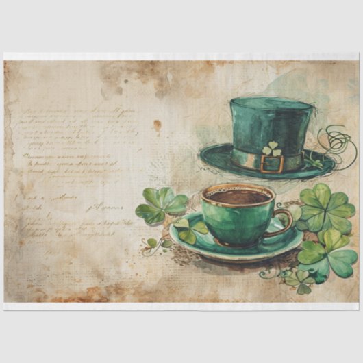 St. Patrick Pet Coffee Ephemera Collage Tissuepapier (Voorkant)