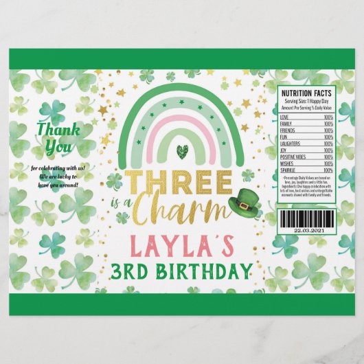 St Patrick Pink Three is een Charm Chip Bag Wrappe Flyer (Voorkant)