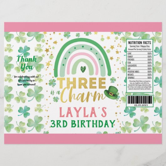 St Patrick Pink Three is een Charm Chip Bag Wrappe Flyer (Voorkant)