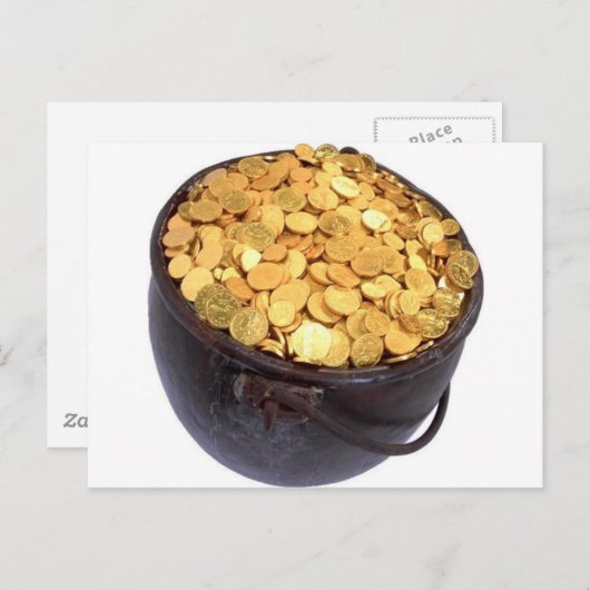 St Patrick & Pot of Gold Briefkaart (Voorkant / Achterkant)