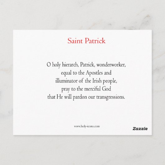 St. Patrick Prayer Card Briefkaart (Achterkant)