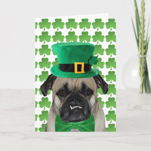 St Patrick Pug van de Dag Wenskaart Kaart (Voorkant)