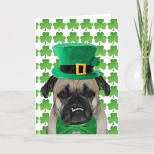 St Patrick Pug van de Dag Wenskaart Kaart
