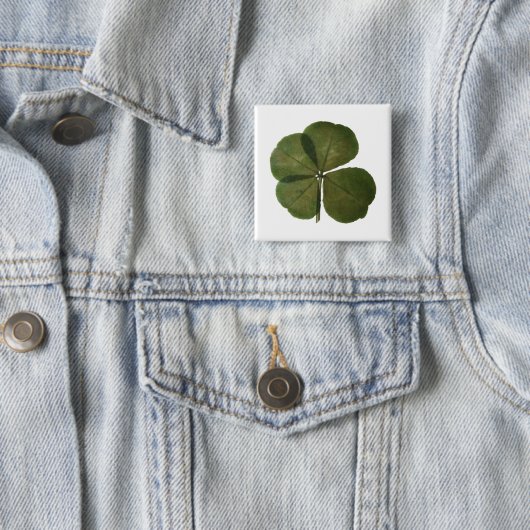 St Patrick Real 4 Leaf Clover Get Lucky Button (In situ)