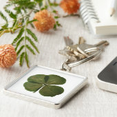 St Patrick Real 4 Leaf Clover Get Lucky Sleutelhan Sleutelhanger (Zijkant)