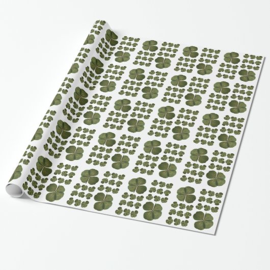 St Patrick Real 4 Leaf Clover Get Lucky Wrapping P Cadeaupapier (Uitgerold)