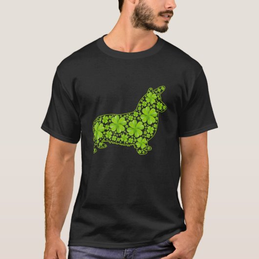 St. Patrick Retro Leprechaun Corgi Dog Shamrock T-shirt (Voorkant)