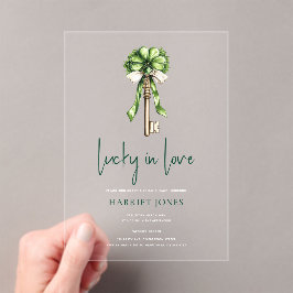 St Patrick’s Bridal Shower Gold Key & Clover Acryl Uitnodigingen