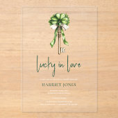 St Patrick’s Bridal Shower Gold Key & Clover Acryl Uitnodigingen (Voorkant)