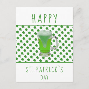 St. Patrick`s dag Groen Bier Klaver Patroon Briefkaart