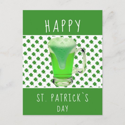 St. Patrick`s dag Groene Bier Klaver Patroon Briefkaart (Voorkant)