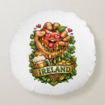 St. Patrick’s Day Apple Craze 🍀 Rond Kussen<br><div class="desc">bold and playful design featuring a love-struck apple being squeezed,  surrounded by shamrocks,  golden coins,  and a frothy mug of beer. Perfect for St. Patrick’s Day apparel,  mugs,  and festive décor – bringing the luck,  laughter,  and love of Ireland to life</div>
