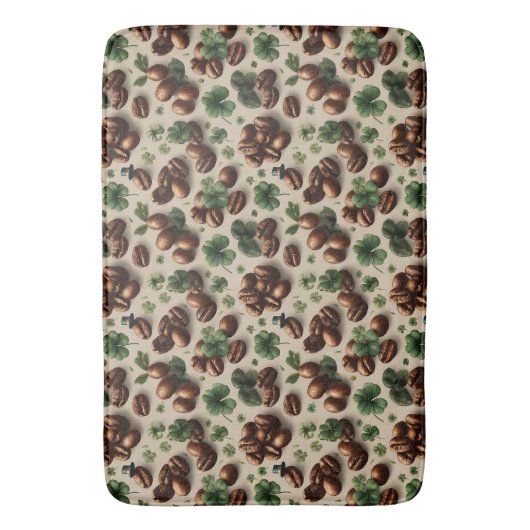 St. Patrick’s Day Coffee & Shamrock Pattern Badmat (Voorkant Verticaal)