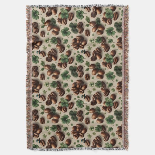 St. Patrick’s Day Coffee & Shamrock Pattern Deken (Voorkant Verticaal)