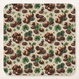 St. Patrick’s Day Coffee & Shamrock Pattern Kartonnen Onderzetters