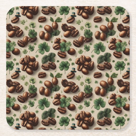 St. Patrick’s Day Coffee & Shamrock Pattern Kartonnen Onderzetters (Voorkant)