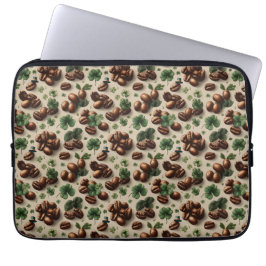 St. Patrick’s Day Coffee & Shamrock Pattern Laptop Sleeve