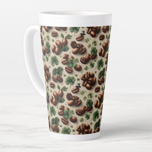 St. Patrick’s Day Coffee & Shamrock Pattern Latte Mok (Linkerhoek)