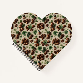 St. Patrick’s Day Coffee & Shamrock Pattern Notitieboek