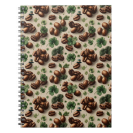 St. Patrick’s Day Coffee & Shamrock Pattern Notitieboek
