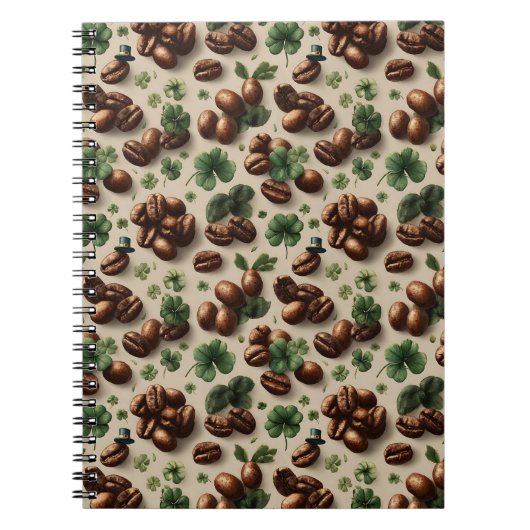 St. Patrick’s Day Coffee & Shamrock Pattern Notitieboek (Voorkant)