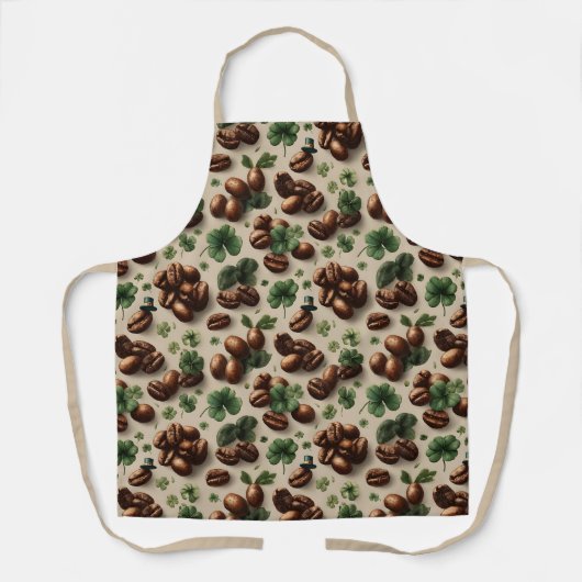 St. Patrick’s Day Coffee & Shamrock Pattern Schort (Voorkant)